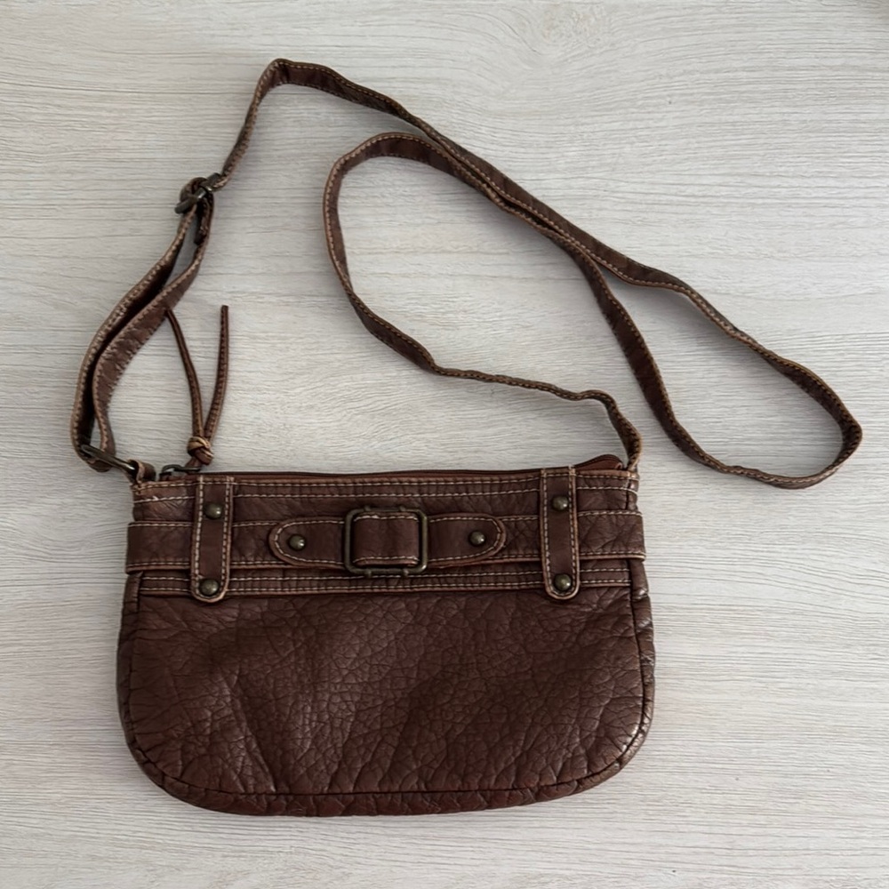 Sparrow True Chic Brown Faux Leather Crossbody Bag EUC
